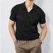 Men's Knitted Short Sleeve Polo Shirt Cross Border Export Style Lapel Elastic Hollow out Thin T-Shirt Recommended by Xiaohongshu Bloggers_viptrois.com