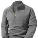 Semi-zipper Fleece Stand-up Neck Sweater Men's Autumn And Winter Loose Trendy Brand Sports And Leisure Long-sleeved Sweater_viptrois.com