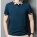 Summer Polo Shirt With Lapel, Solid Color, Casual Men's Short Sleeved T-shirt, Business Korean Version, Slim Fitting_viptrois.com
