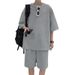 Cross-border Small Checkered Sports And Leisure Men's Short-sleeved T-shirt Summer Heavy Oversize Loose Short-sleeved Shorts Set_viptrois.com