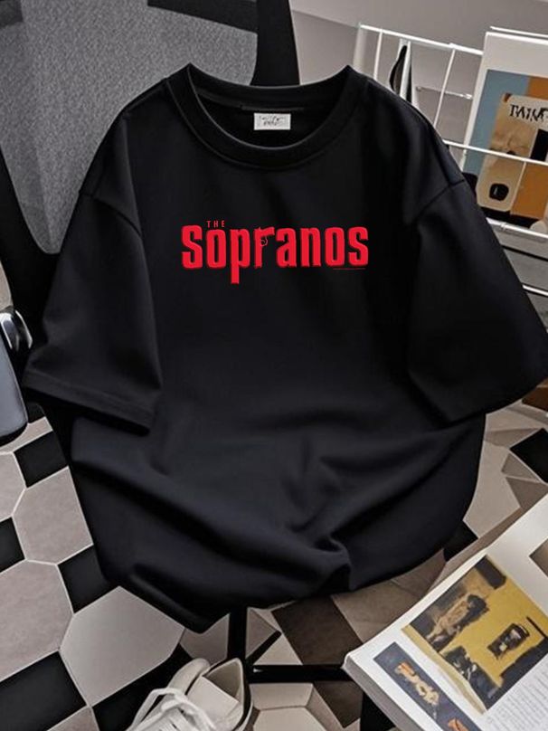Vintage 2000 The Sopranos Logo HBO TV Show Promo Tee T-Shirt Size XL Black Y2k Designer Clothes Comfortable Versatile Slightly Casual Unisex_viptrois.com