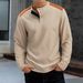 Men's Waffle-Knit Henley Long Sleeve Shirt - Retro High Neck Button-Up Casual Top (S-XXXL, 4 Colors)_viptrois.com