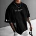 Cross-Border European And American Trendy Brand Men's Loose Letter Print Short Sleeve Spring Summer Comfortable Round_viptrois.com