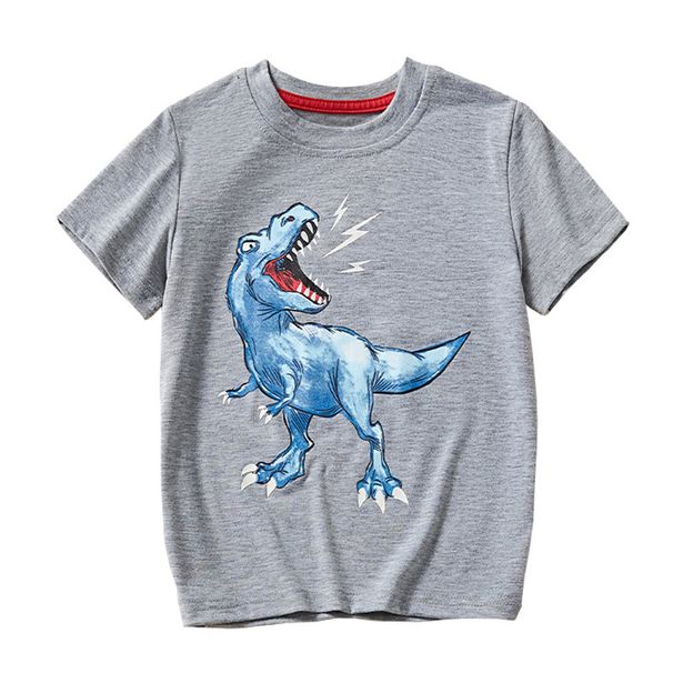 Mother & Kids European And American Children's Clothing Boy Tops 2025 Summer New Boys Printed Gray Short Sleeved Cartoon T Shirt Factory Wholesale_viptrois.com