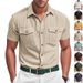 Men's Clothing Men's Shirt Summer New Corduroy Solid Color Short Sleeve Large Size_viptrois.com
