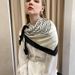 Silk Scarf Women's Spring/Summer Silk Printed Flight Attendant Scarf 90x90cm Large Square Scarf with Hand Gift_viptrois.com