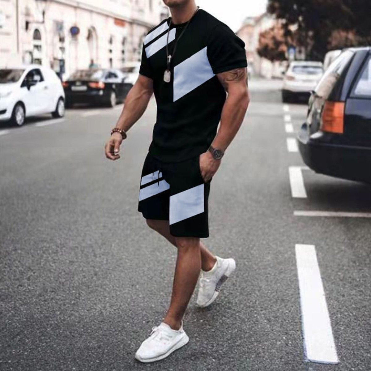 Men's Casual 2-Piece Set - Breathable Gym T-Shirt & Athletic Shorts For Summer Workouts And Street Style_viptrois.com