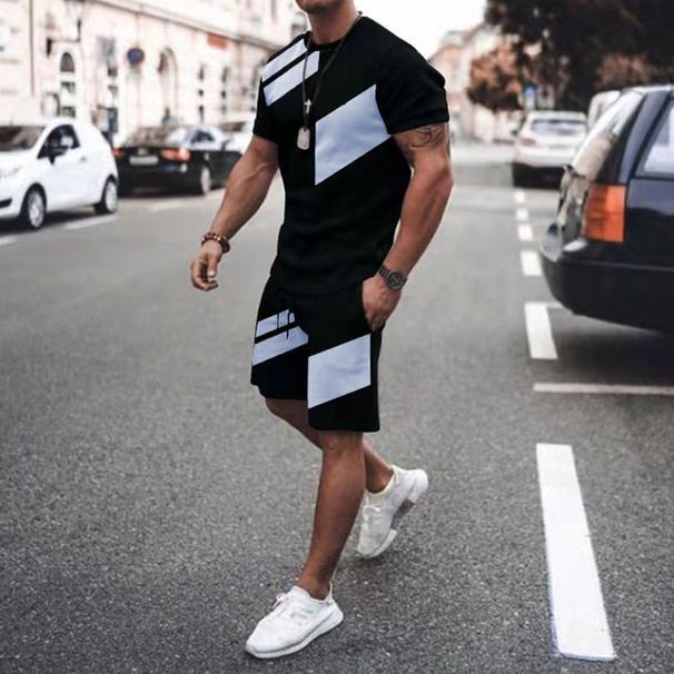 Men's Casual 2-Piece Set - Breathable Gym T-Shirt & Athletic Shorts For Summer Workouts And Street Style_viptrois.com