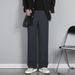 Men's Black Straight Leg Dress Pants High-End Look Slightly Flared Extra Long Casual Suit Pants for Spring And Summer_viptrois.com