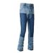 Men's Clothing men's patchwork contrast color distressed slightly flared washed jeans flared jeans_viptrois.com