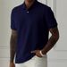 Men's Jacquard Short Sleeve Polo Shirt With Two-Button Collar - Business Casual Slim Fit Cotton Blend Top For Office & Leisure_viptrois.com