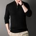 Men's Half-Zip Knit Sweater With Wool Blend, Winter Pullover For Casual & Smart Style (Gray, M)_viptrois.com
