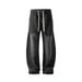 Vintage American-style Autumn Streetwear Washed Patchwork Curved Hem Jeans For Men And Women, Loose Fit, Plus Size,_viptrois.com