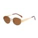 New Style For Women, High-End Metal Fashionable Oval Cat Eye Frame Trendy Wide-Leg Sunglasses_viptrois.com