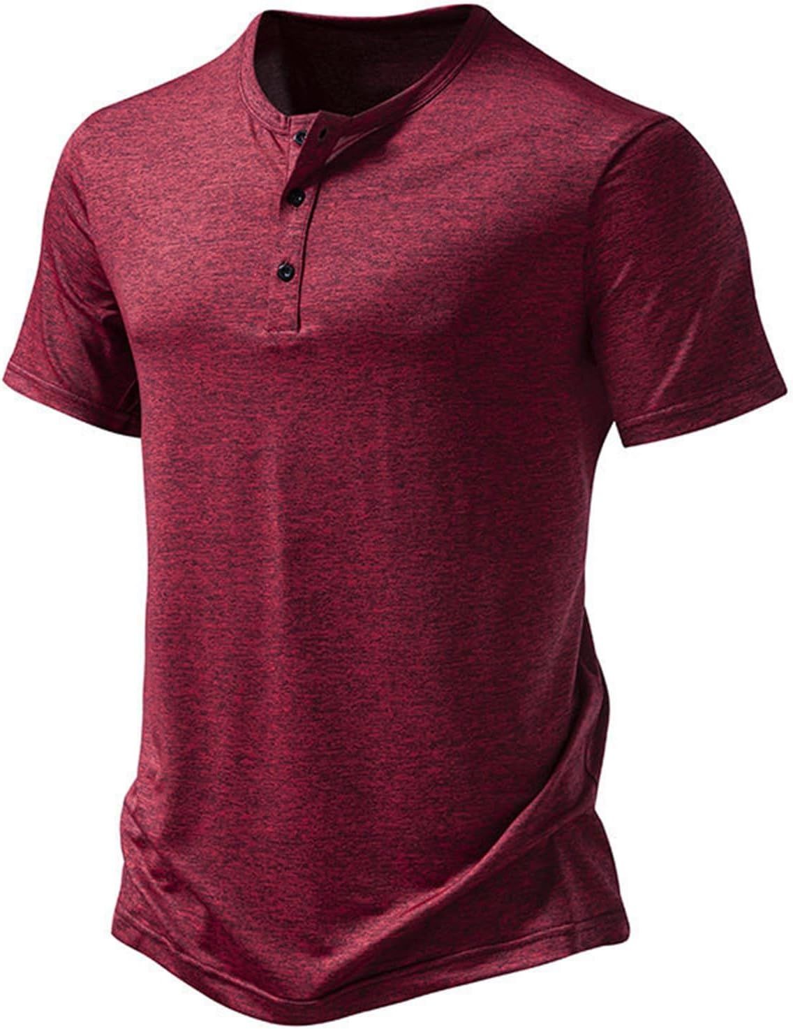 Henley Shirt Kurzarm, Hemd Herren Freizeithemd Leicht Baumwolle Slim Fit Sommer Classic Kurzarm-oberteile Mit Knöpfen_viptrois.com