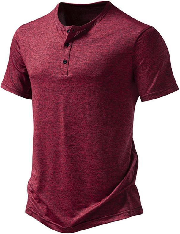 Henley Shirt Kurzarm, Hemd Herren Freizeithemd Leicht Baumwolle Slim Fit Sommer Classic Kurzarm-oberteile Mit Knöpfen_viptrois.com