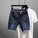 Men's Clothing Summer New Slim Fit Small Straight Washed Retro Blue Simple All Match High Street Handsome Shorts_viptrois.com