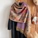 Unisex Scarf Fashion Plant Flower Peony Lotus Ethnic Style Cashmere Tassel Warm Scarf Shawl_viptrois.com