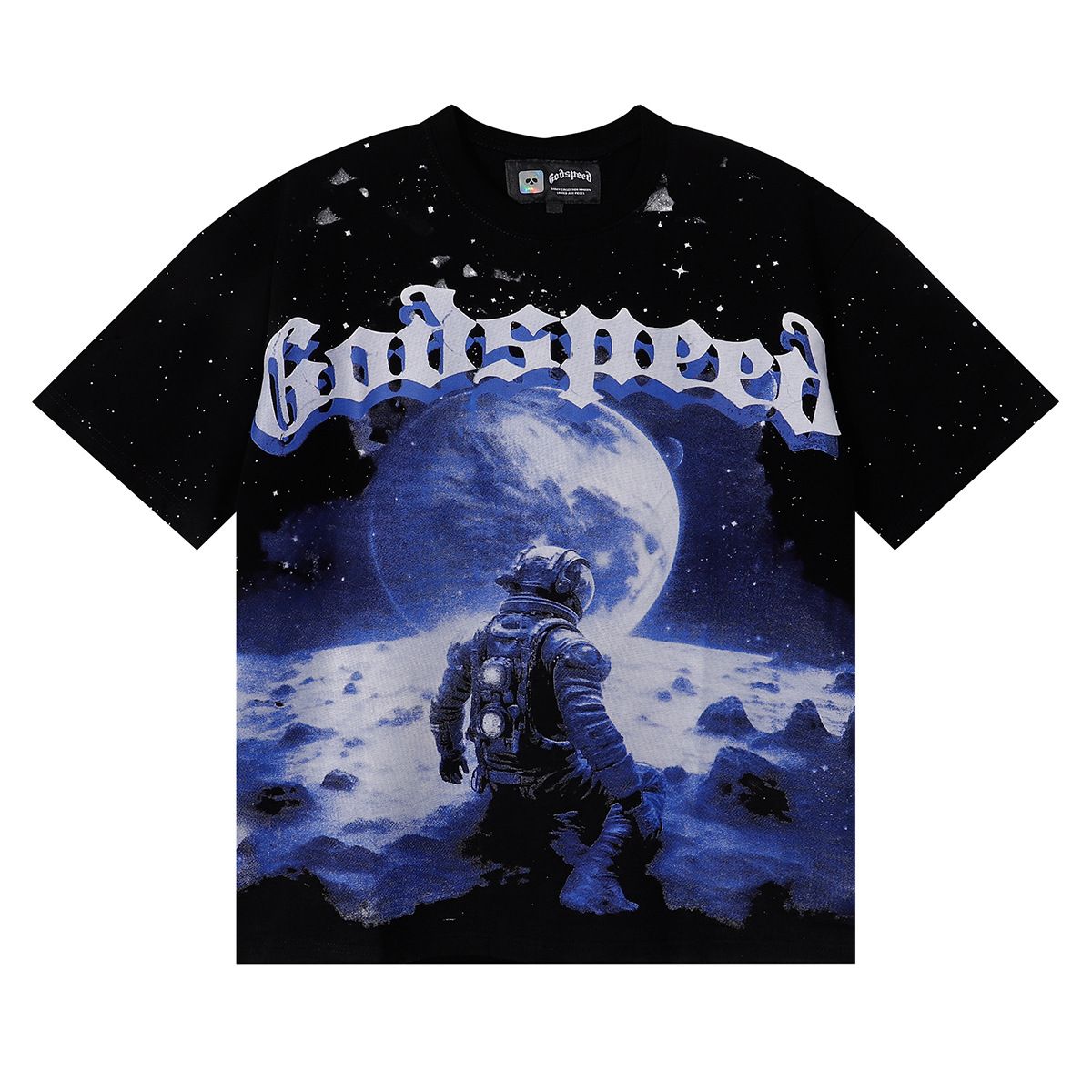 Men's Clothing 2025 New American Trend Space Astronaut Earth Print High Quality Double Yarn Cotton Short Sleeve T Shirt For Men And Women_viptrois.com