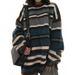 Round Neck Striped Contrasting Sweater Autumn And Winter New Loose Plush Knit Sweater_viptrois.com