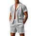 Men's Clothing Mesh Breathable Cool Leisure Suit Thin Men's Short Sleeved Shorts Two Piece Suit_viptrois.com