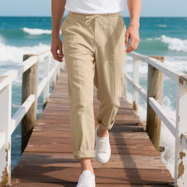 Men's Clothing American Spring And Autumn Men's Trousers Linen Hip Hop Beach Sports Wide Leg Casual Straight Pants Men_viptrois.com