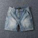 Men's Clothing Summer Pure Cotton Three Quarter Jeans For Men Retro Washed Old Fashioned Slim Straight Casual Shorts_viptrois.com