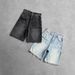 Men's Clothing Gothic Style Black Punk Washed Denim Shorts Summer Street Hip Hop Ripped Shorts_viptrois.com