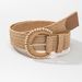 Women's Belts New Beach Holiday Style Braided Buckle Pp Grass Braided Decorative Women's Belt_viptrois.com