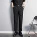 Men's Slim Straight Business Casual Trousers Anti-Wrinkle High-Drape Black Nine-Point Small Suit No-Ironing Required_viptrois.com