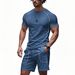 Men's Quick-Dry Raglan Short-Sleeve T-Shirt & Shorts Set – Summer Athleisure (Black/Grey/Denim Blue/Apricot, S-XXXL)_viptrois.com