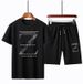 Men's Clothing suit new spring and summer men's youth sports two-piece suit fashionable simple short-sleeved T-shirt half-length pants matching_viptrois.com