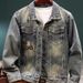Men's Clothing high end light colored motorcycle denim jacket men's fashion brand old retro heavy duty bear jacket embroidered gown trend_viptrois.com