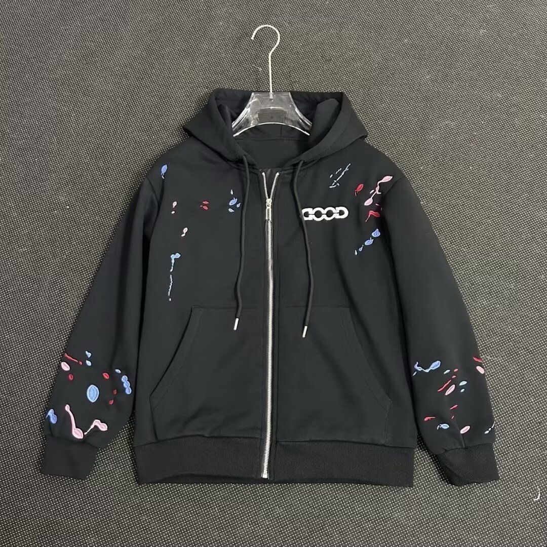 Men's Hooded Sweater Jacket Lightweight Casual Pullover For Spring Autumn | Comfortable Loose Fit Zip Up Hoodie In White & Black_viptrois.com