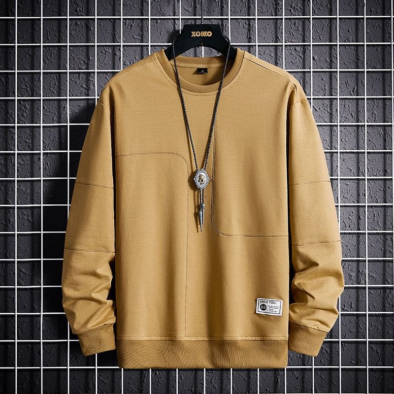 Loom Men's And Autumn Sweatshirt INS American Style Loose Round Neck T-Shirt Spring Two-Piece Long Sleeve Top Jacket_viptrois.com