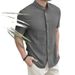 Men's Clothing Exclusively For Men's Loose Cardigan Solid Color Casual Short Sleeved Shirt_viptrois.com