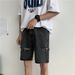 Men's Clothing Retro Ripped Denim Shorts Trendy Teenagers Loose Straight Casual Wide Leg Pants_viptrois.com