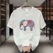 【DORAE】2026 Warm T-shirt (Organic Cotton) Off-White (Soft "Bohemian Elephant" Print & Minimalist Accent) – Cozy Minimalist Style For Lounging At Home_viptrois.com