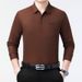 Hengyuan Sheep 100% Mercerized Cotton Long Sleeve T-Shirt Men's Spring And Autumn Thin Business Casual Turn-down Collar_viptrois.com