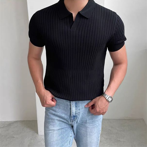 Men's Clothing Summer Light Mature Short Sleeved Polo Shan Men's Version Of Slim Lapel Solid Color Casual Thin Half Sleeved Trendy Temperament Top_viptrois.com