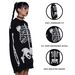 Gothic Punk Distressed Knit Sweater With Skeleton Print - Y2K Grunge Unisex Oversized Pullover For Men & Women_viptrois.com