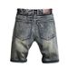 Man's clothing Personality ripped and scraped denim medium pants men's denim shorts Men's patch patchwork five quarter pants_viptrois.com