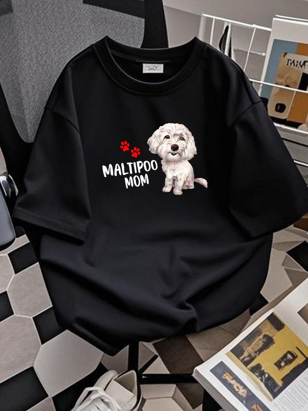 Maltipoo Mom Design Perfect For Maltese Poodle Dog Mama Unisex T-Shirt Homme Stylish Comfortable Fashion Stretched Streetwear Designer Clothes_viptrois.com