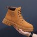European Warm Series 2025 New Autumn Men's Classic Fashion Wear-resistant Waterproof High-top Martin Soft Sole Workwear Non-slip Yellow Boots_viptrois.com
