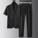 Men’s Clothing Short Sleeved Suit Casual Suit Men's Fashion Stretch Two Piece Suit_viptrois.com