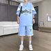 Men's Ice Silk Sports Suit Casual Loose Plus Size Short Sleeve Two Piece Set For Summer_viptrois.com