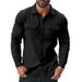 Men's Clothing European And American Autumn Men's Velvet Jacket Lapel Single Breasted Casual Solid Color Shirt Jacket Wear Resistant And Windproof_viptrois.com