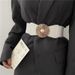 Round buckle chain elastic elastic waist wrap female outer suit dress pearl disc black vintage belt_viptrois.com