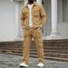 Men's Casual Fashion Jacket & Pants Set - Slim Fit Workwear Two-Piece Outfit For Streetwear & Daily Wear (Black, Khaki, Navy)_viptrois.com
