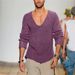 Spring 2025 Fashion Knitwear Pullovers Men V-Neck Pure Color Long Sleeve Loose Sweater_viptrois.com